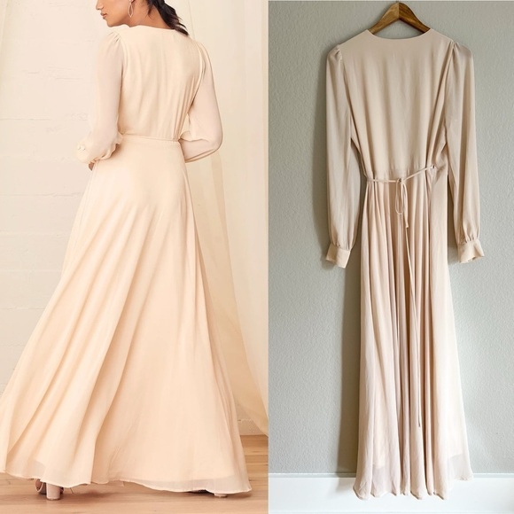 My Whole Heart Cream Long Sleeve Wrap Maxi Dress NWOT - Picture 3 of 7
